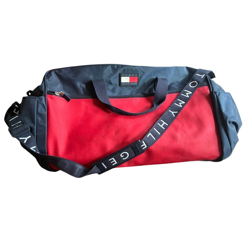 Vintage Tommy Hilfiger Red & Navy Duffel Bag